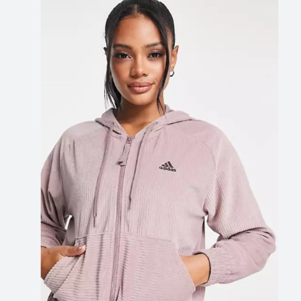 Brand New Women's Adidas Training Hyperglam cropped velour hoodie